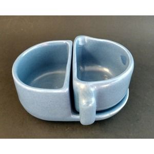 Vintage California Pottery Open Sugar Creamer Blue Deco 30s 40s Ceramic